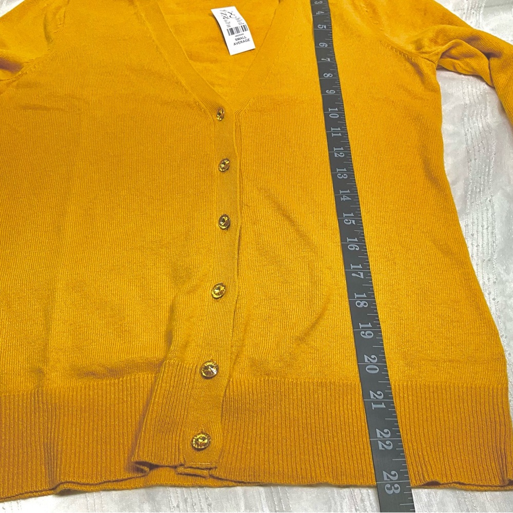 New York & Company Mustard Button-Up Cardigan - Picture 5 of 8